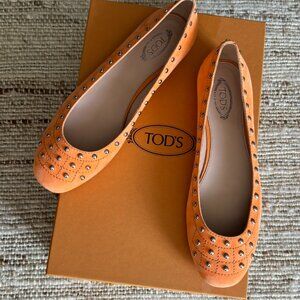 TOD's Studded Suede Ballet Flats NWT